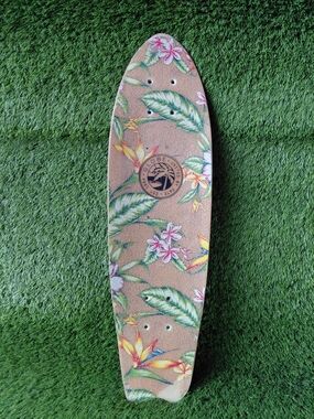 Globe Brown Cruiser Deck with Green Leaves and Pink Flowers